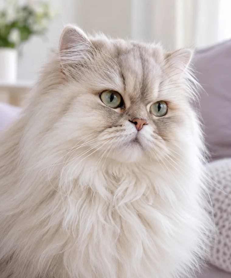 Imagined portrait of a long-haired pale Persian cat
